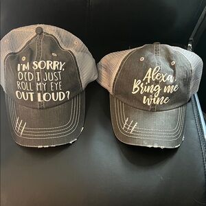Gray and White Graphic Trucker Hats